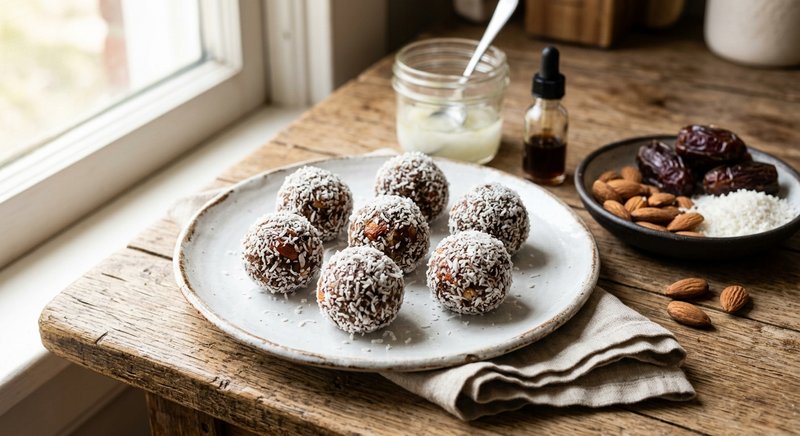 Gluten-Free Coconut Date Balls — snacks recipe, serves 4