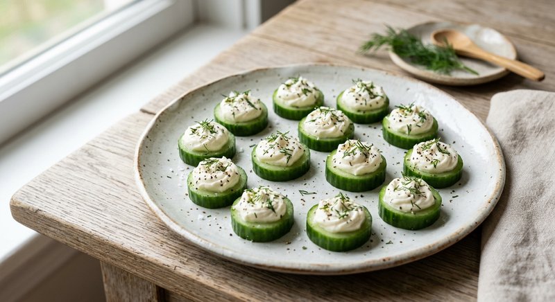Gluten-Free Cucumber Bites with Cream Cheese — snacks recipe, serves 4