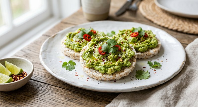 Gluten-Free Rice Cakes with Avocado — snacks recipe, serves 4