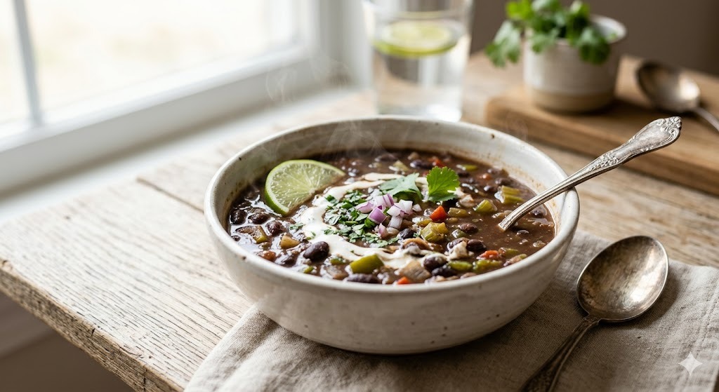 Gluten-Free Black Bean Soup — soups and stews recipe, serves 4