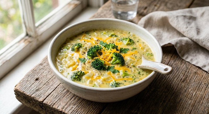 Gluten-Free Broccoli Cheddar Soup — soups and stews recipe, serves 4