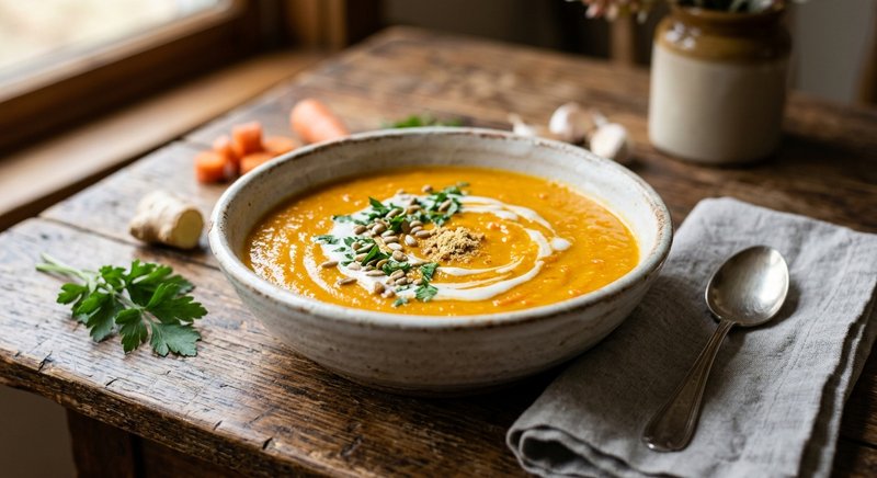 Gluten-Free Carrot Ginger Soup — soups and stews recipe, serves 4