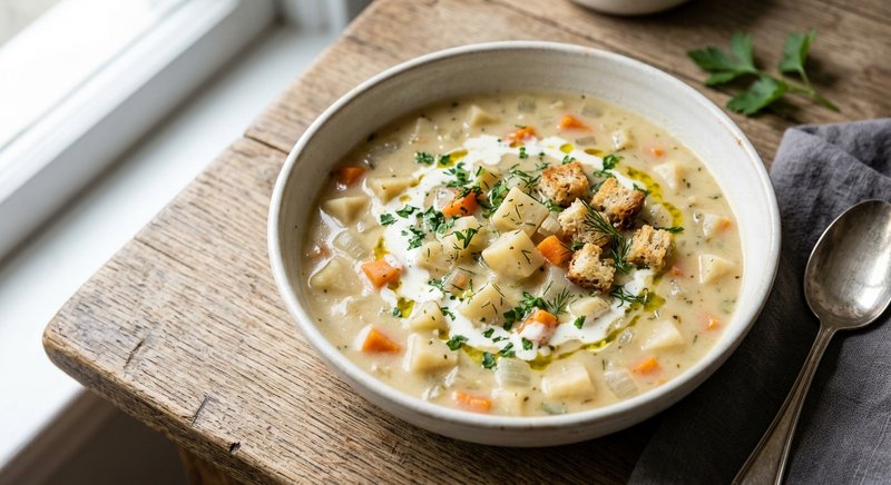 Gluten-Free Celery Root Soup — soups and stews recipe, serves 4