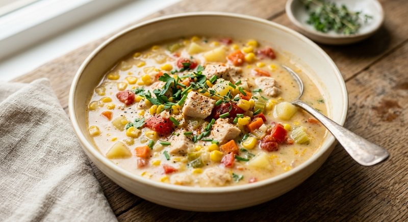 Gluten-Free Corn Chowder — soups and stews recipe, serves 4