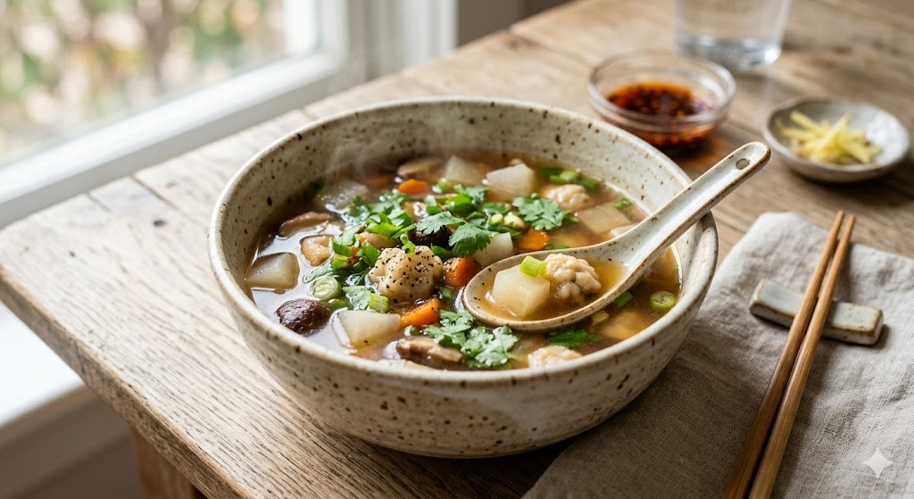 Gluten-Free Dim Sum Turnip Soup — soups and stews recipe, serves 4