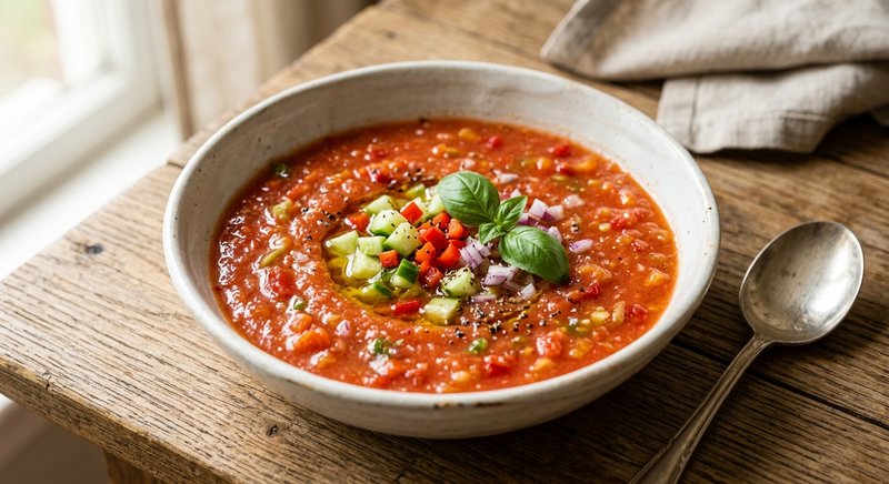 Gluten-Free Heirloom Tomato Gazpacho — soups and stews recipe, serves 4