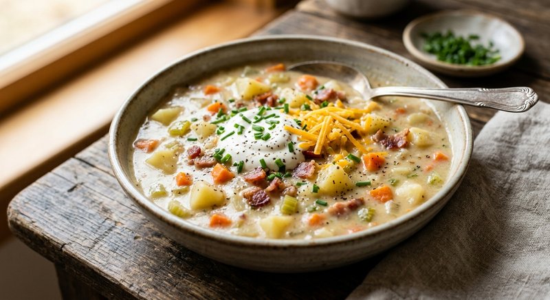 Gluten-Free Loaded Potato Soup — soups and stews recipe, serves 4
