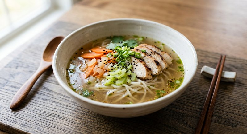 Gluten-Free Ramen with Rice Noodles — soups and stews recipe, serves 4