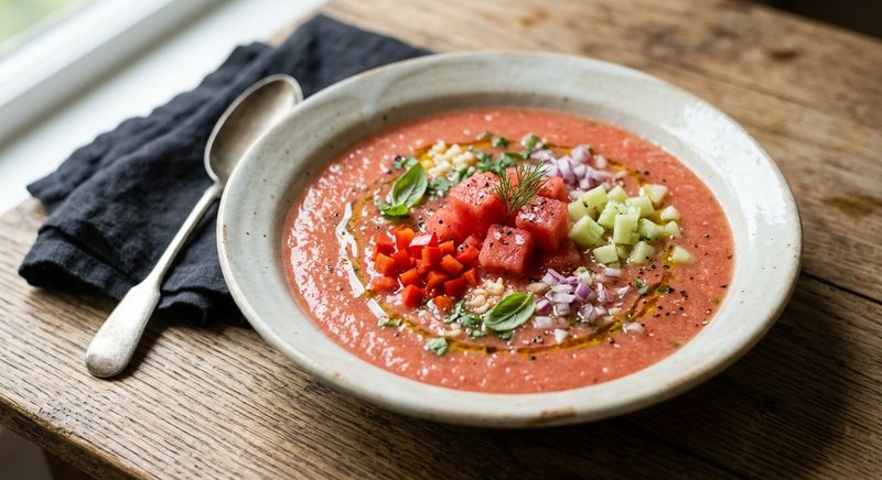 Gluten-Free Watermelon Gazpacho — soups and stews recipe, serves 4